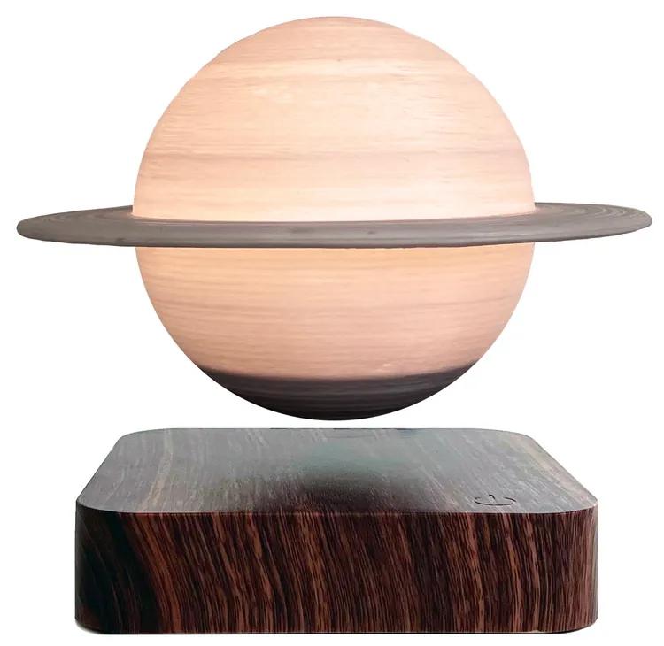 Lampada da tavolo Saturno a levitazione magnetica gravitazionale 3D con base in legno