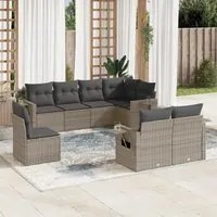 Set Divano da Giardino 8 pz con Cuscini Grigio in Polyrattan 3220439