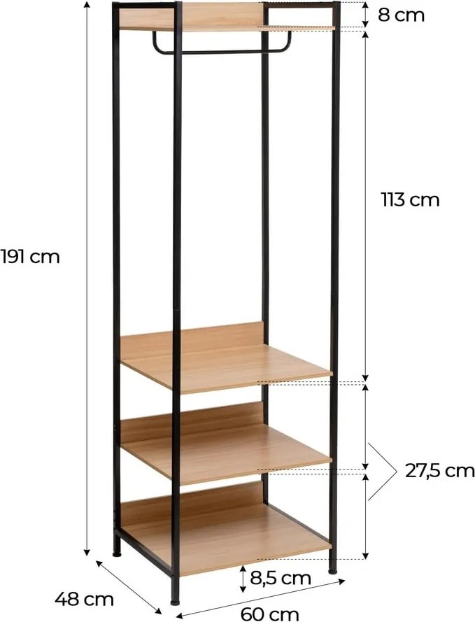 Armadio di colore naturale a giorno 60x190x48 cm Armarios – Casa Selección