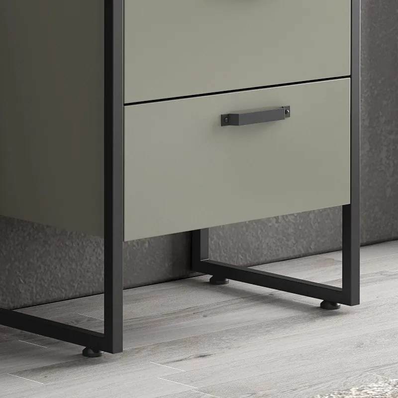 Mobile bagno 65cm con lavabo e struttura metallica nera IKOS-65 - KAMALU