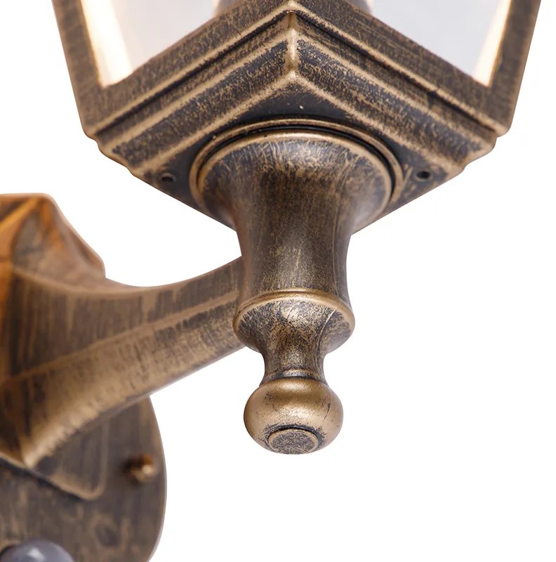 Lampada da parete antica dorata IP44 con sensore di movimento - Capital