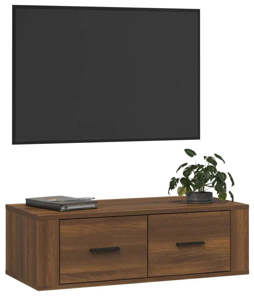 Mobile tv pensile rovere marrone 80x36x25 cm legno multistrato