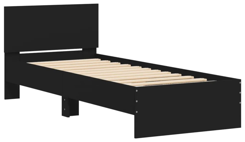 Giroletto con testiera e led nero 75x190 cm