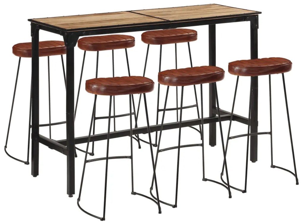 Set Bar 7pz Legno Massello Mango Grezzo E Metallo /