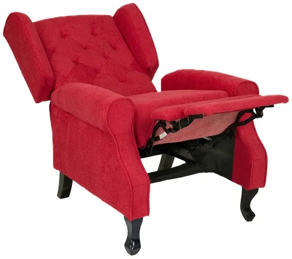 Poltrona relax in tessuto BERGERE Reclinabile con poggiapiedi Rosso