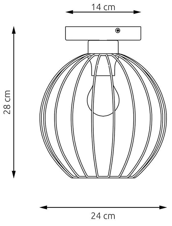 Plafoniera Minimal Industrial Geb 1 Luce Nera