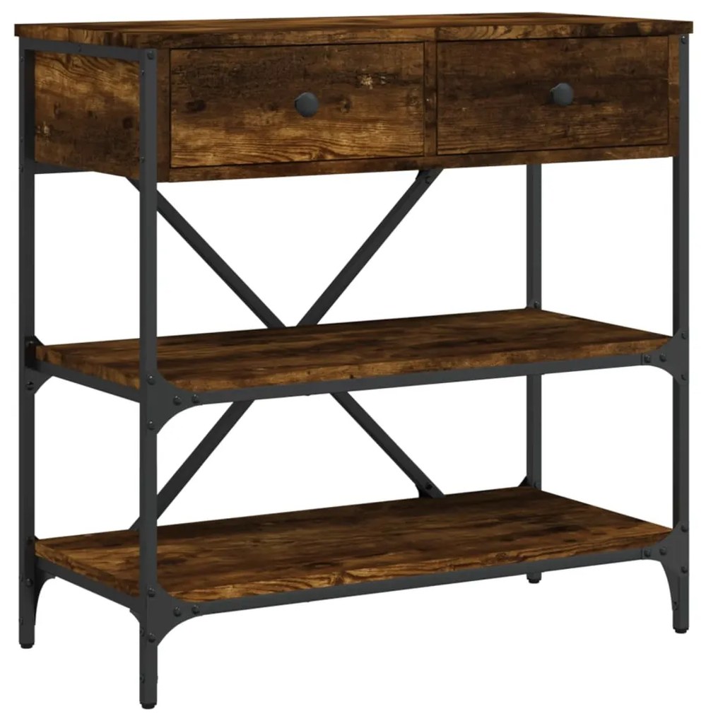 Tavolino consolle rovere fumo 75x34,5x75cm legno multistrato