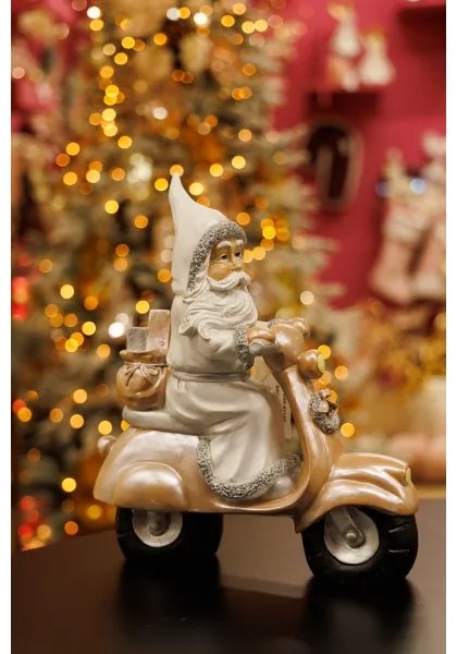 Decorazione natalizia 33 cm Babbo Natale in moto
