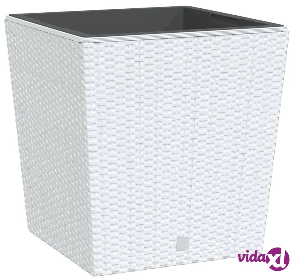 vidaXL Fioriera con Interno Rimovibile Bianco 37 / 64 L PP Rattan