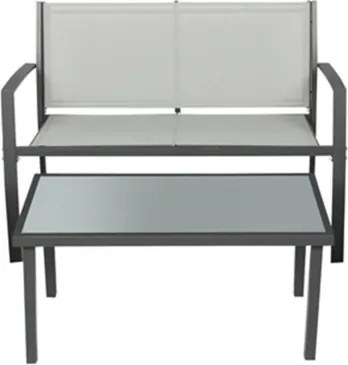 Salotto da esterno in acciaio verniciato con divano, poltrone e tavolo Sierra Grigio