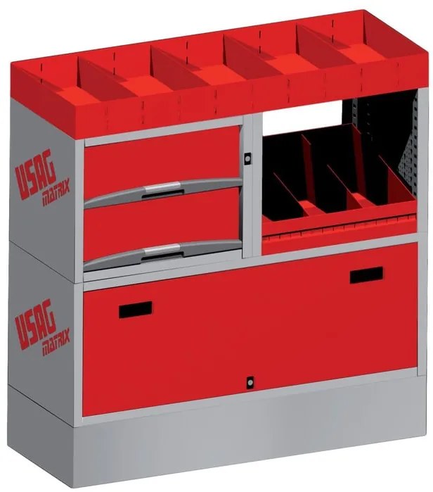 Armadietto da officina USAG Composizione per allestimento furgone in acciaio  2 cassetti 2 ripiani, L 99 x P 37.5 x H 101.4 cm