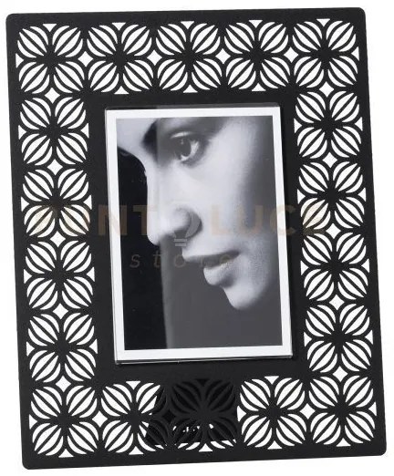 Portafoto di design ikat grande nero in ferro e polimetilmetacrilat...