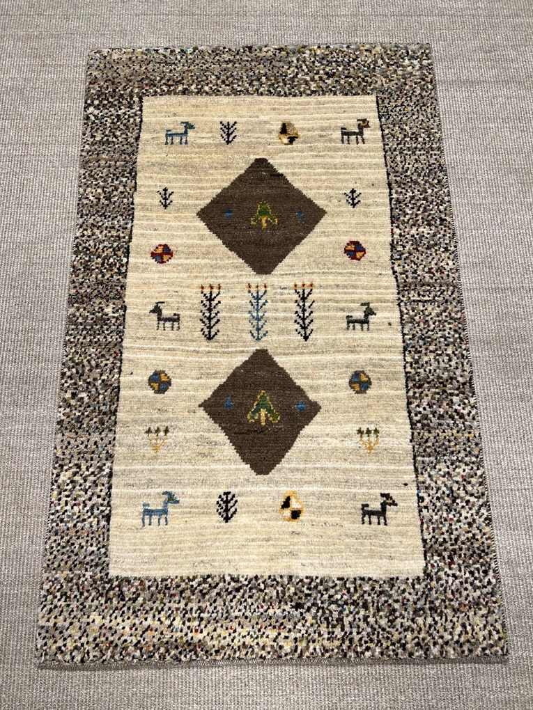Gabbeh Tappeto 150x100 Beige (Iran) Annodato A Mano