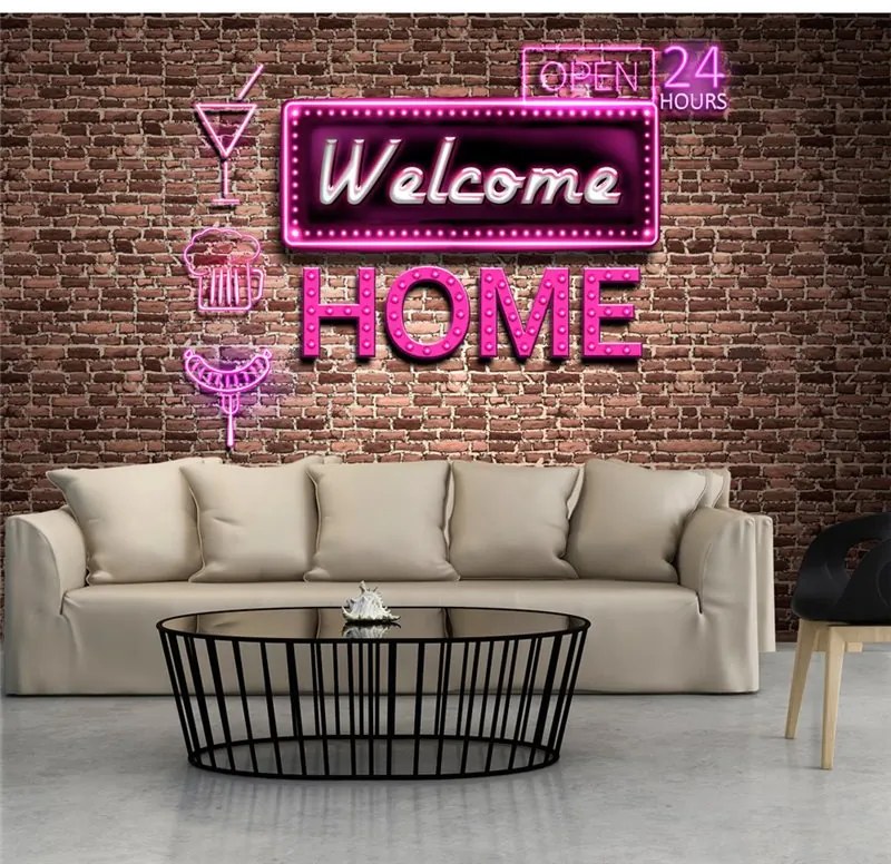 Fotomurale  Welcome home  Colore Rosa, Dimensioni e Misure 150x105