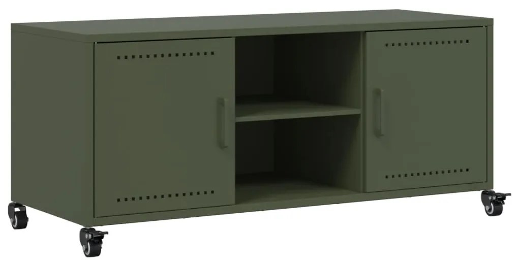 Mobile tv verde oliva 100,5x39x43,5cm acciaio laminato a freddo