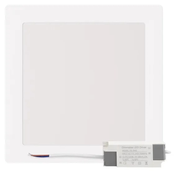 Plafoniera LED Quadrata 20W 2.000lm no Flickering 225x225mm OSRAM LED - Dimmerabile Colore Bianco Freddo 6.000K