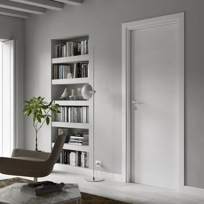 Porta battente FLECK bianco venato L 80 x H 210 cm reversibile