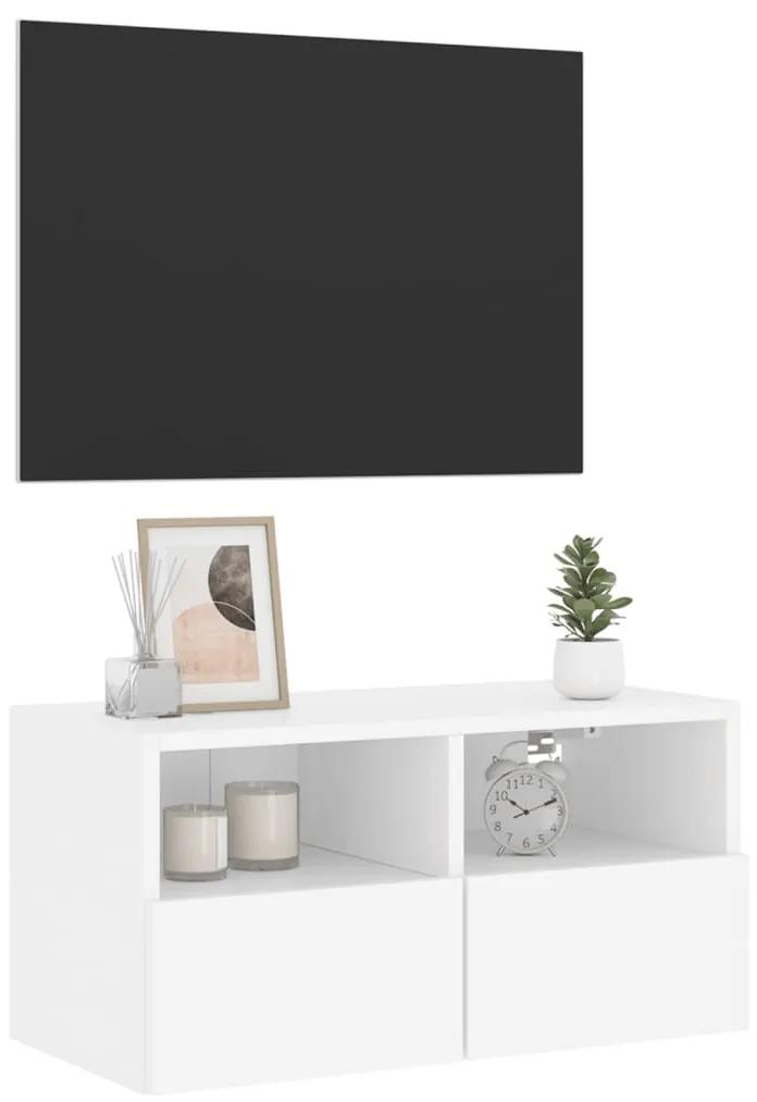 Mobile TV a Parete Bianco 60x30x30 cm in Legno Multistrato