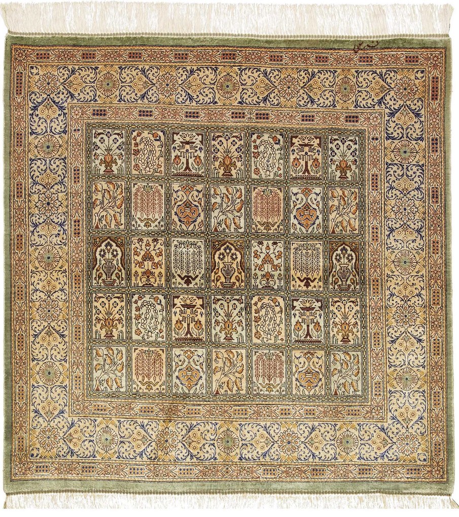 Ghom Tappeto 100x100 (Iran) Annodato A Mano