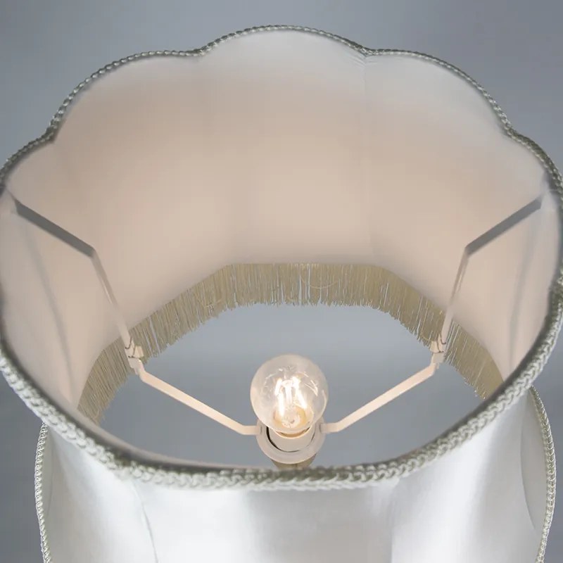 Lampada da terra retrò in ottone con paralume Granny crema 45 cm - Kaso