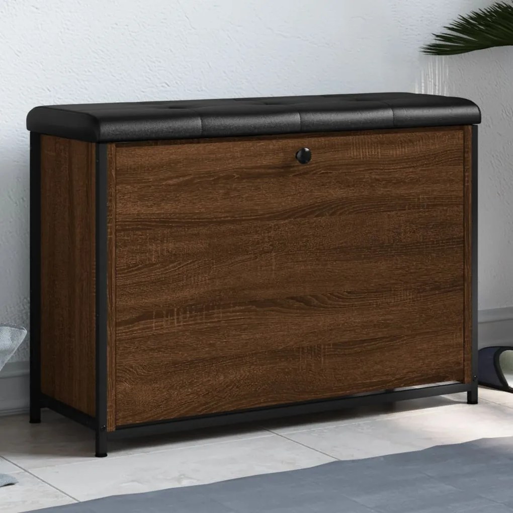 Panca portascarpe cassetto ribaltabile rovere marrone 82x32x56