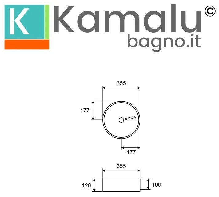 Kamalu - lavabo tondo colore bianco opaco 35cm | litos-kbm350