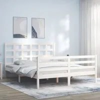 Giroletto con Testiera Bianco 5FT King Size in Legno Massello 3193992