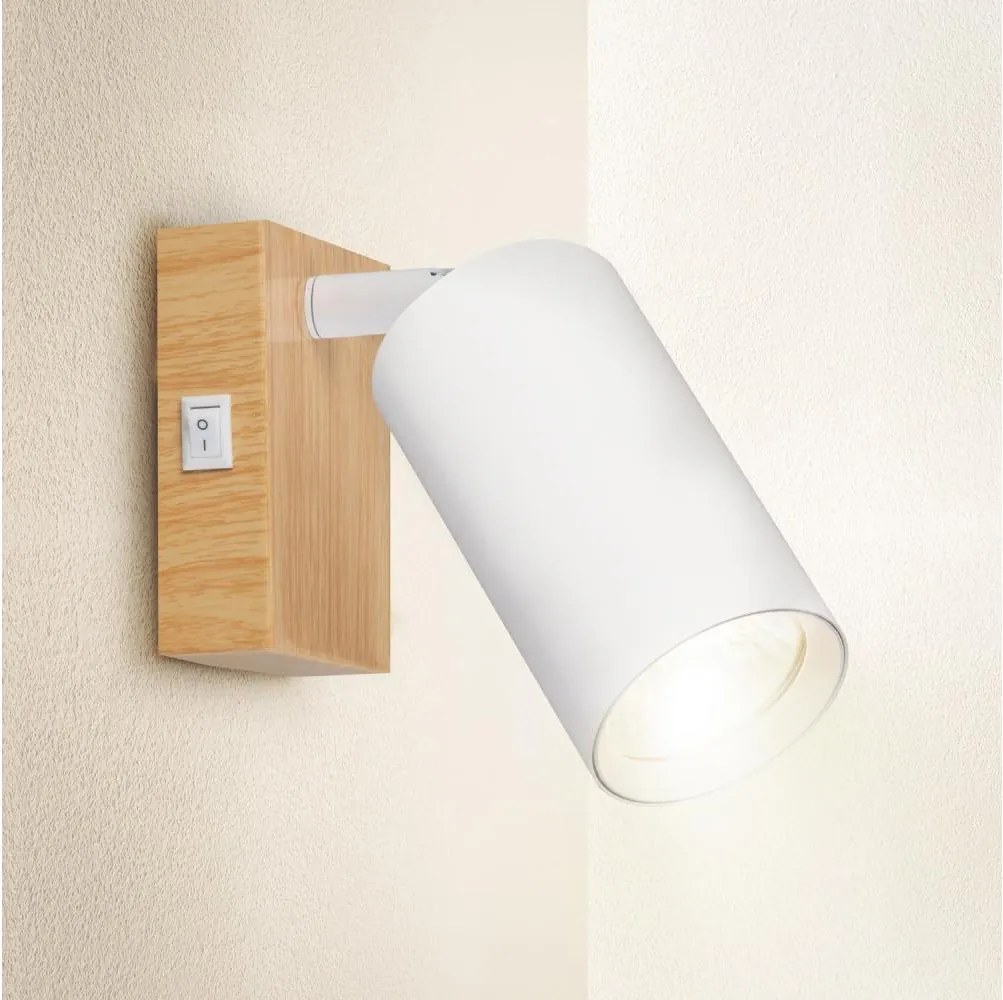 Brilagi - Faretto da parete orientabile SELE 1xGU10/30W/230V bianco/effetto rovere