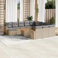 Set Divano da Giardino 13 pz con Cuscini Beige in Polyrattan 3224428