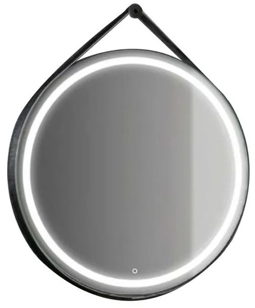 Specchio con illuminazione integrata completo di faretto bagno tondo L 80 x H 80 x P 3 cm