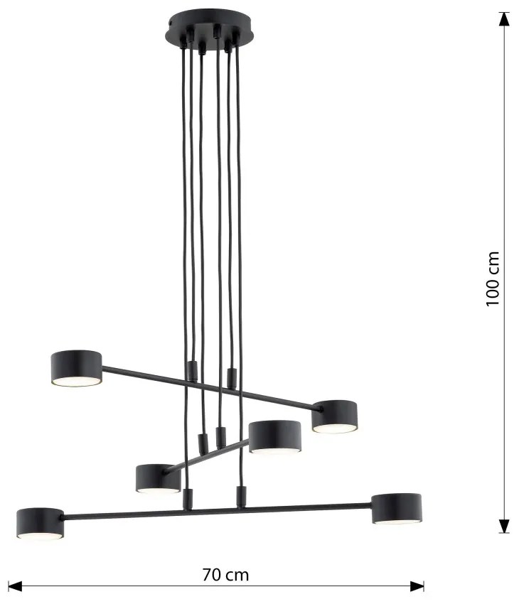 Lampadario a Sospensione in Acciaio GX53 MODUS 6 Nero 6xGX53 Colore del corpo Nero