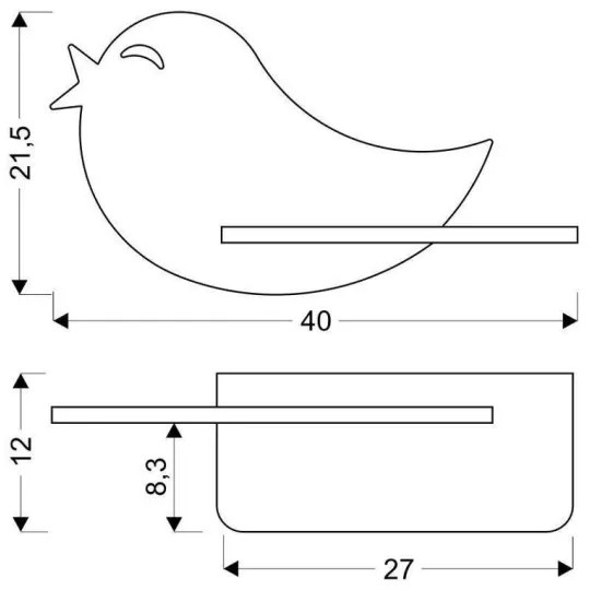 Applique LED per bambini con mensola BIRD LED/5W/230V rosa/legno