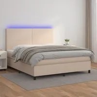 Giroletto Molle Materasso e LED Cappuccino 160x200cm Similpelle 3135836