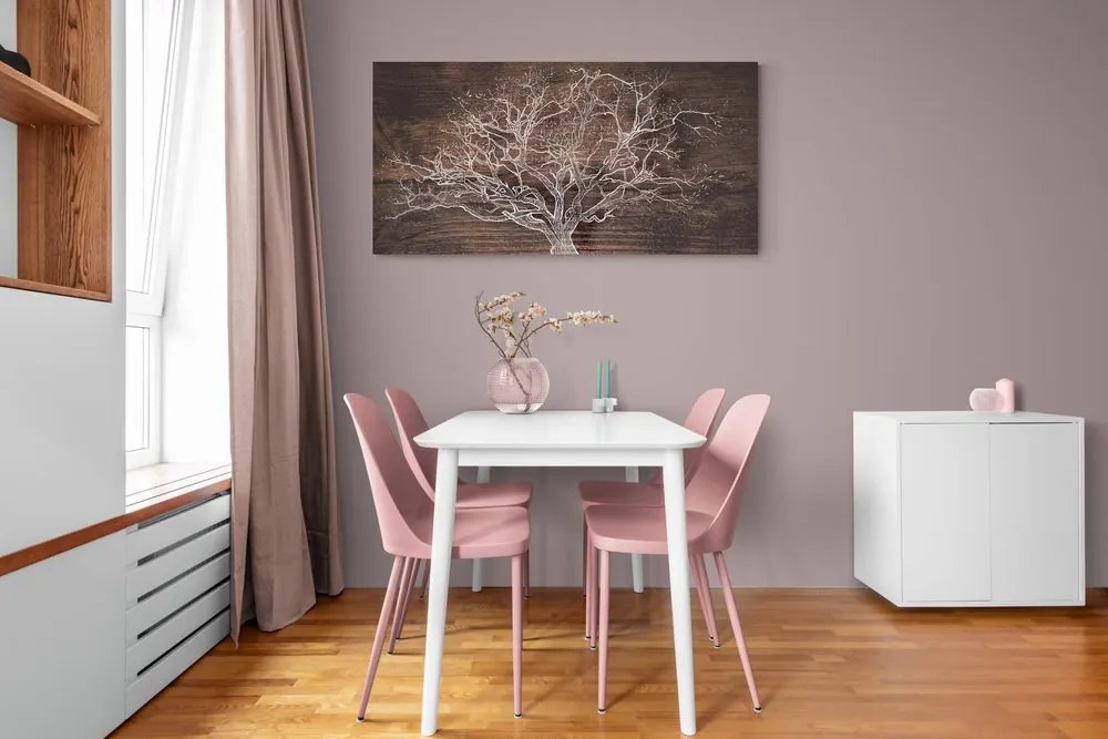 Quadro su tela – Albero su sfondo di legno