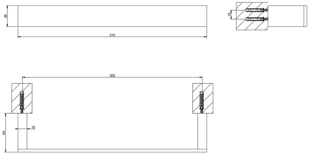 Porta salvietta 30 cm a parete cromo rettangolo 20897 gessi