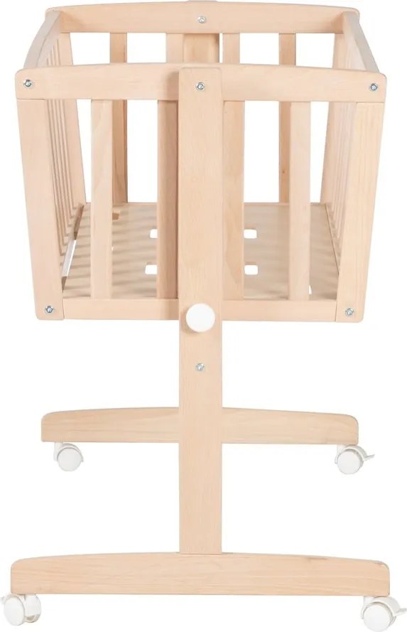 Culla di colore naturale in faggio massiccio con ruote e baldacchino 40x90 cm Adam and Owl – Roba