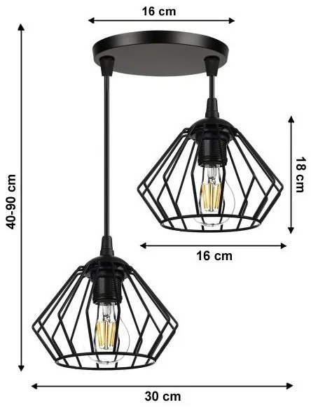 Lampadario su fune CEED 2xE27/60W/230V