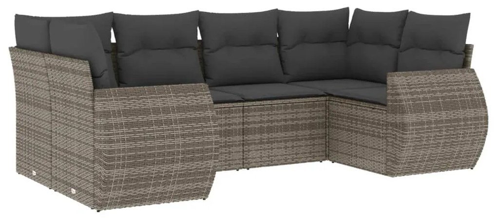 Set Divano da Giardino 6 pz con Cuscini Grigio in Polyrattan