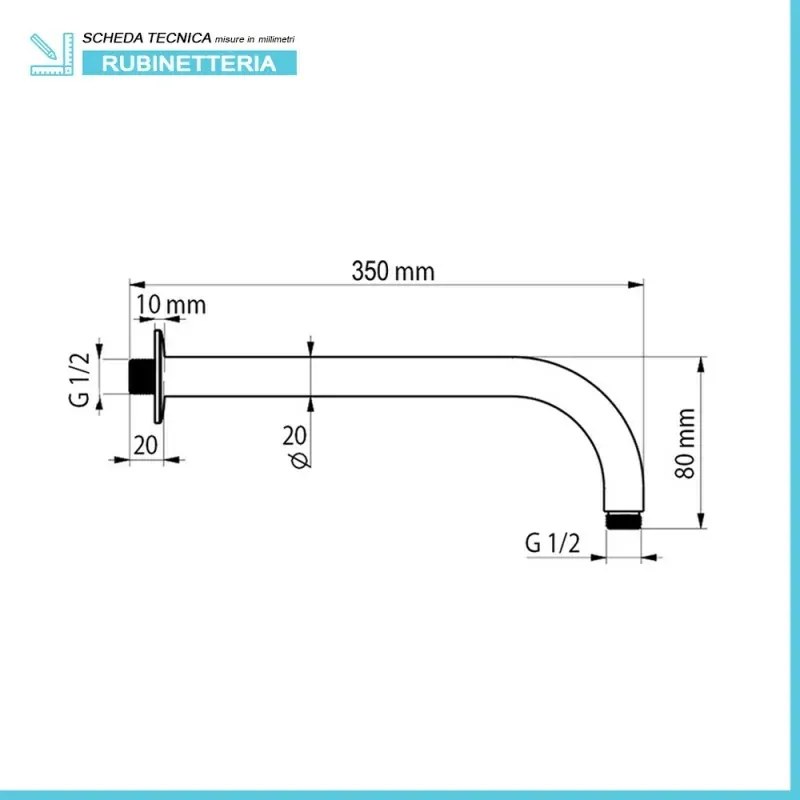 Set doccia tondo cromo 2 vie braccio 35 cm soffione 20 cm e kit doccino inclusi linea Erika