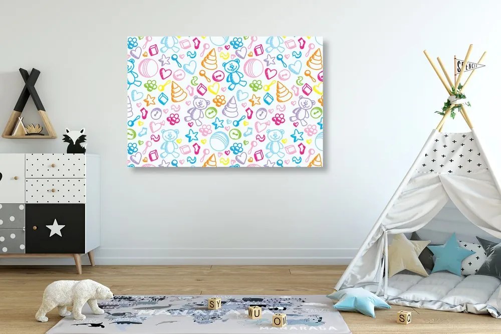 Quadro su tela – Giocattoli in colori pastello
