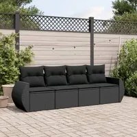 Set Divani da Giardino 4 pz con Cuscini Nero in Polyrattan 3253412