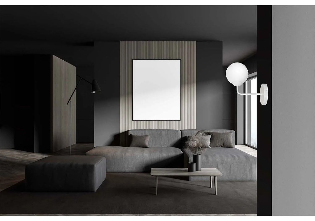 Applique Moderna 1 Luce Susanoo In Acciaio Bianco E Vetro A Sfera Bianco