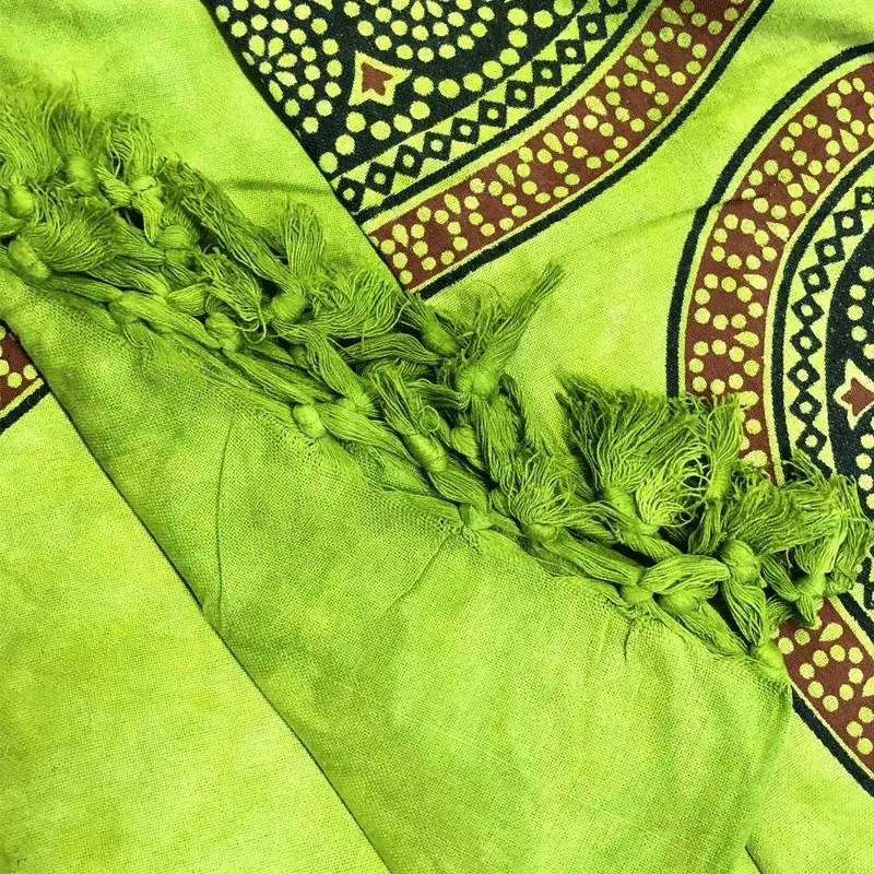 Granfoulard Copritutto in Puro Cotone con frange Sole Orientale 210x240 cm Colore Lime