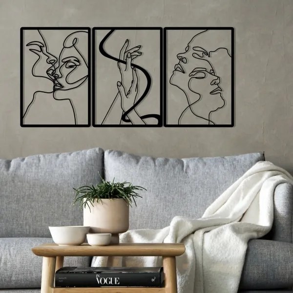 SET 3x Decorazione da muro 109x50 cm amore metallo