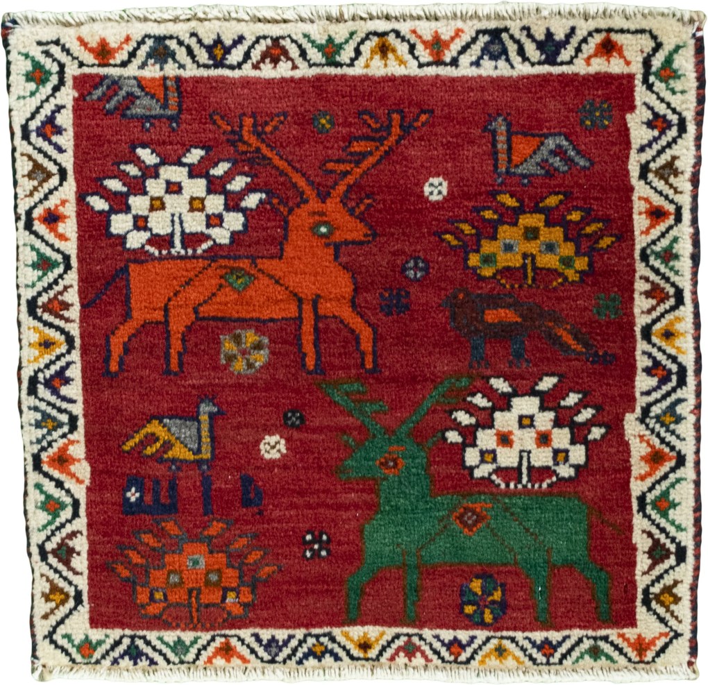 Shiraz Tappeto persiano 50x50 Rosso (Iran) Annodato A Mano