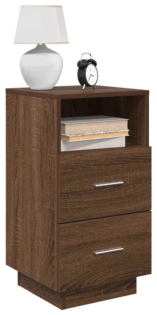 Comodini 2 Pz Con 2 Cassetti Rovere Marrone 36x36x68 Cm /