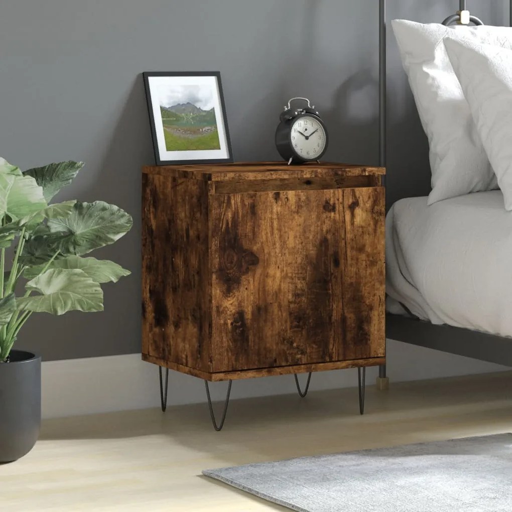 Comodino Rovere Fumo 40x30x50 Cm İn Legno Multistrato /
