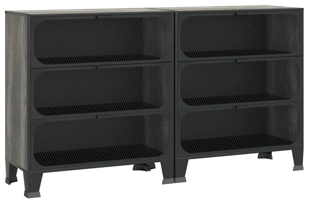 Armadi portaoggetti 2 pz grigi 72x36x82 cm metallo e mdf