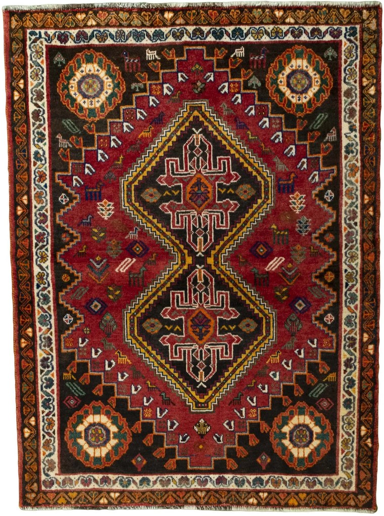 Shiraz Tappeto persiano 160x120 Rosso (Iran) Annodato A Mano