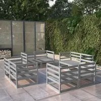 Set Divani da Giardino 8 pz Grigio in Legno Massello di Pino 3075286